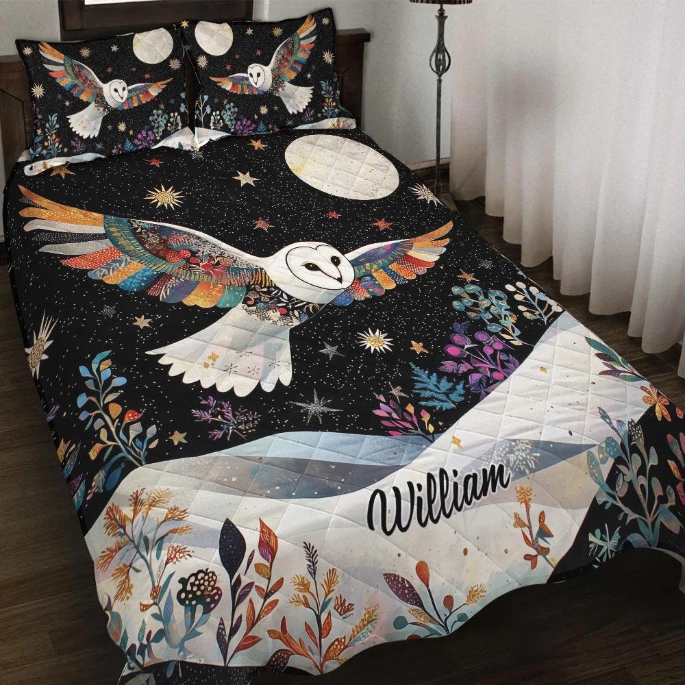Celestial Flight Owl Personalized All-season Quilt Bedding Set