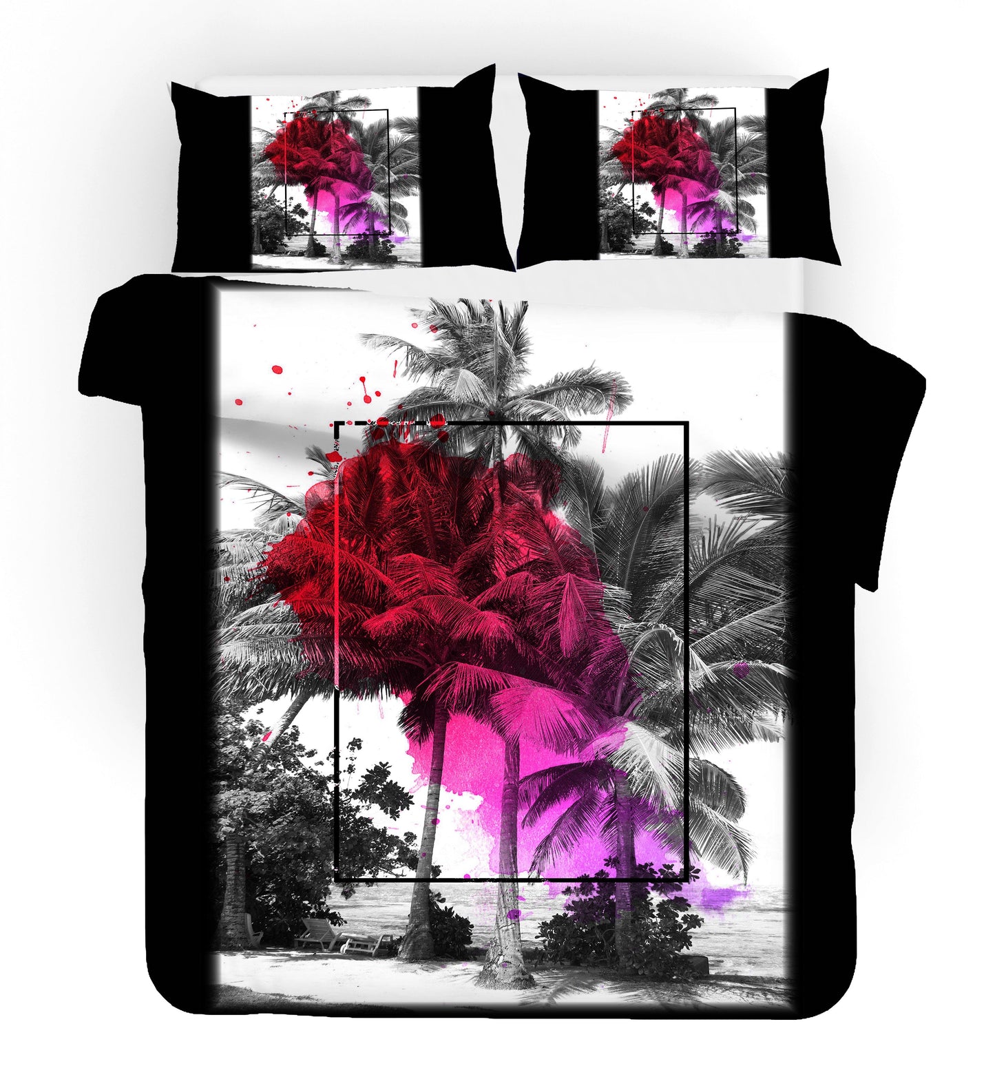 3D Black Tropical Palm Tree Quilt Cover Set Bedding Set Pillowcases 142