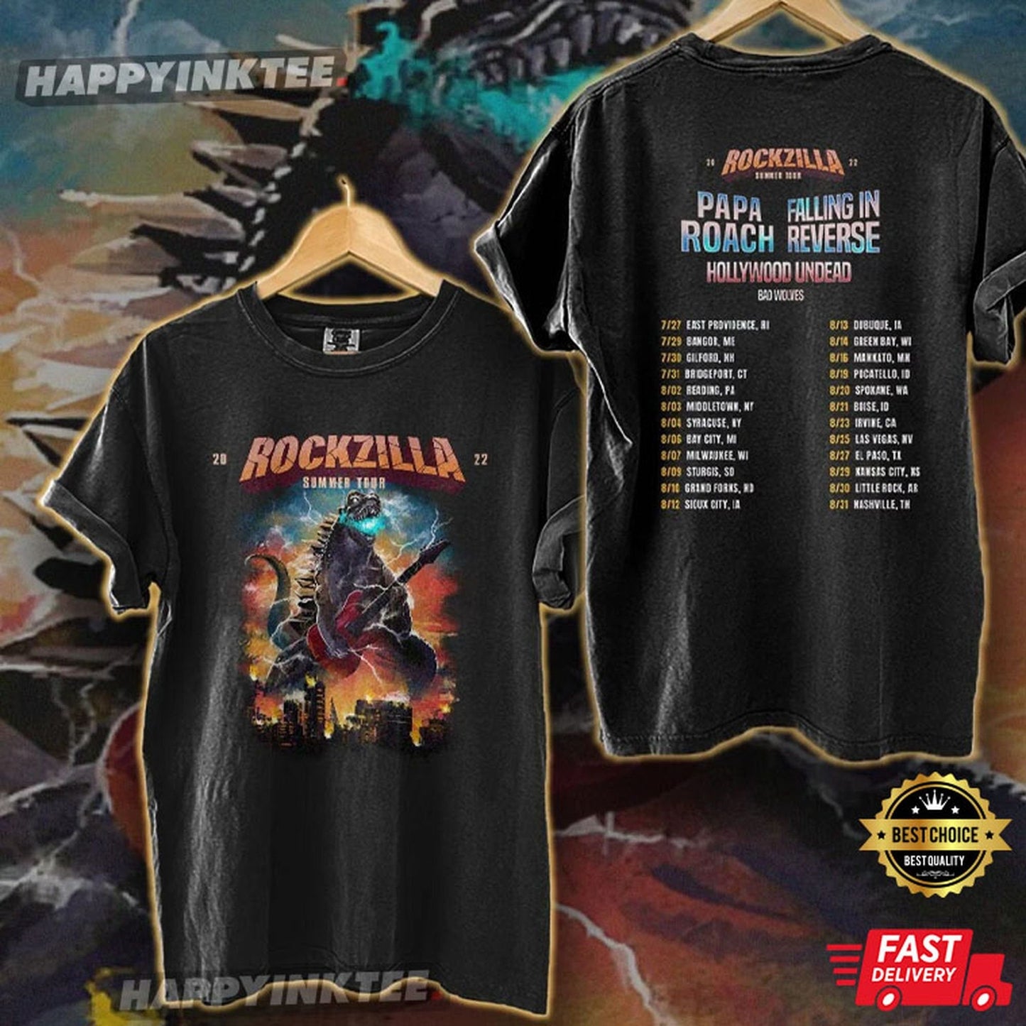 Rockzilla 2022 Summer Double sided tshirt