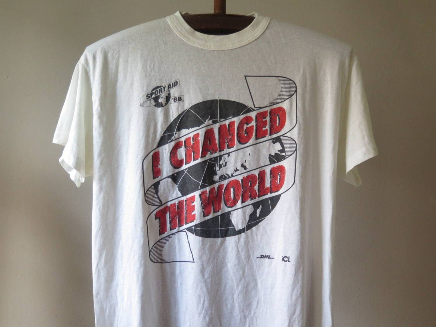Sport Aid 88 Race Against Time I Changed the World vintage printed tee T-shirt
