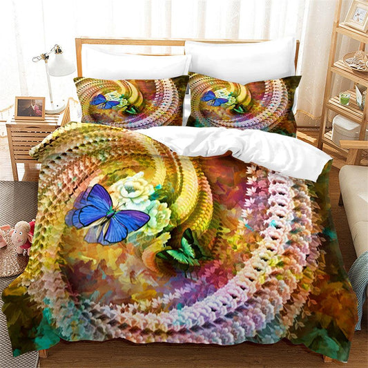 3D Artistic Floral Butterfly Quilt Cover Set Bedding Set Duvet Cover Pillowcases 173