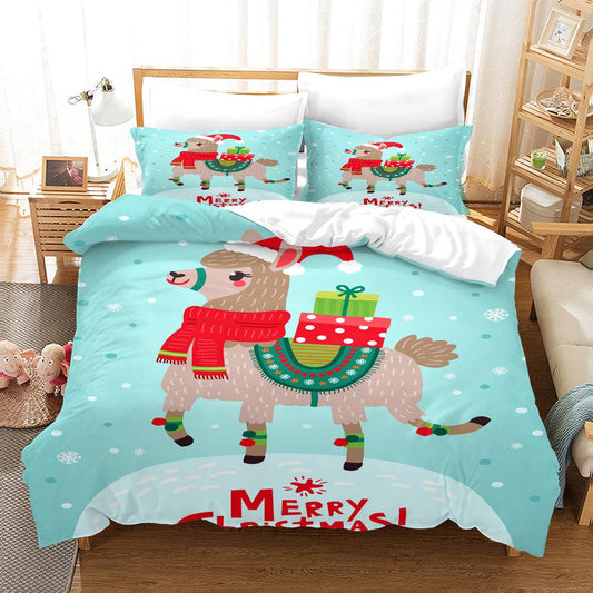 3D Cartoon Christmas Quilt Cover Set Bedding Set Duvet Cover Pillowcases WJ 1644