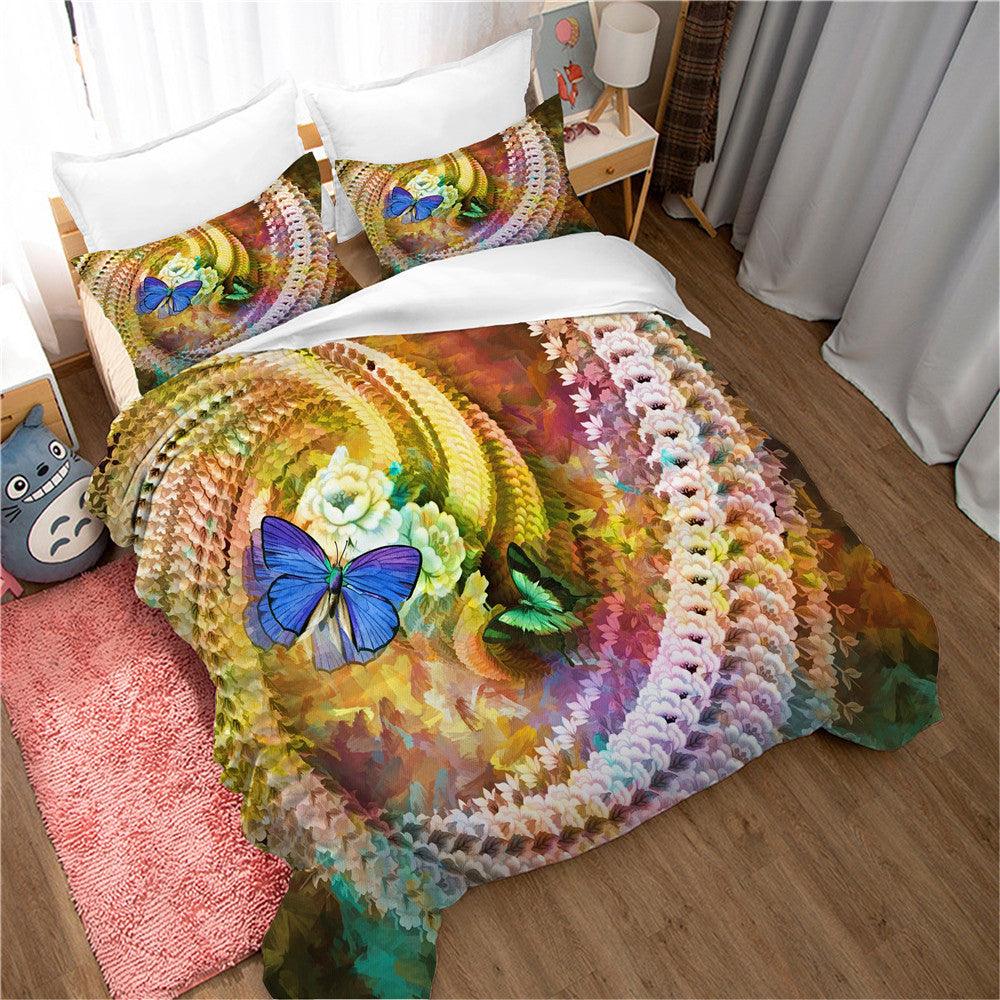 3D Artistic Floral Butterfly Quilt Cover Set Bedding Set Duvet Cover Pillowcases 173