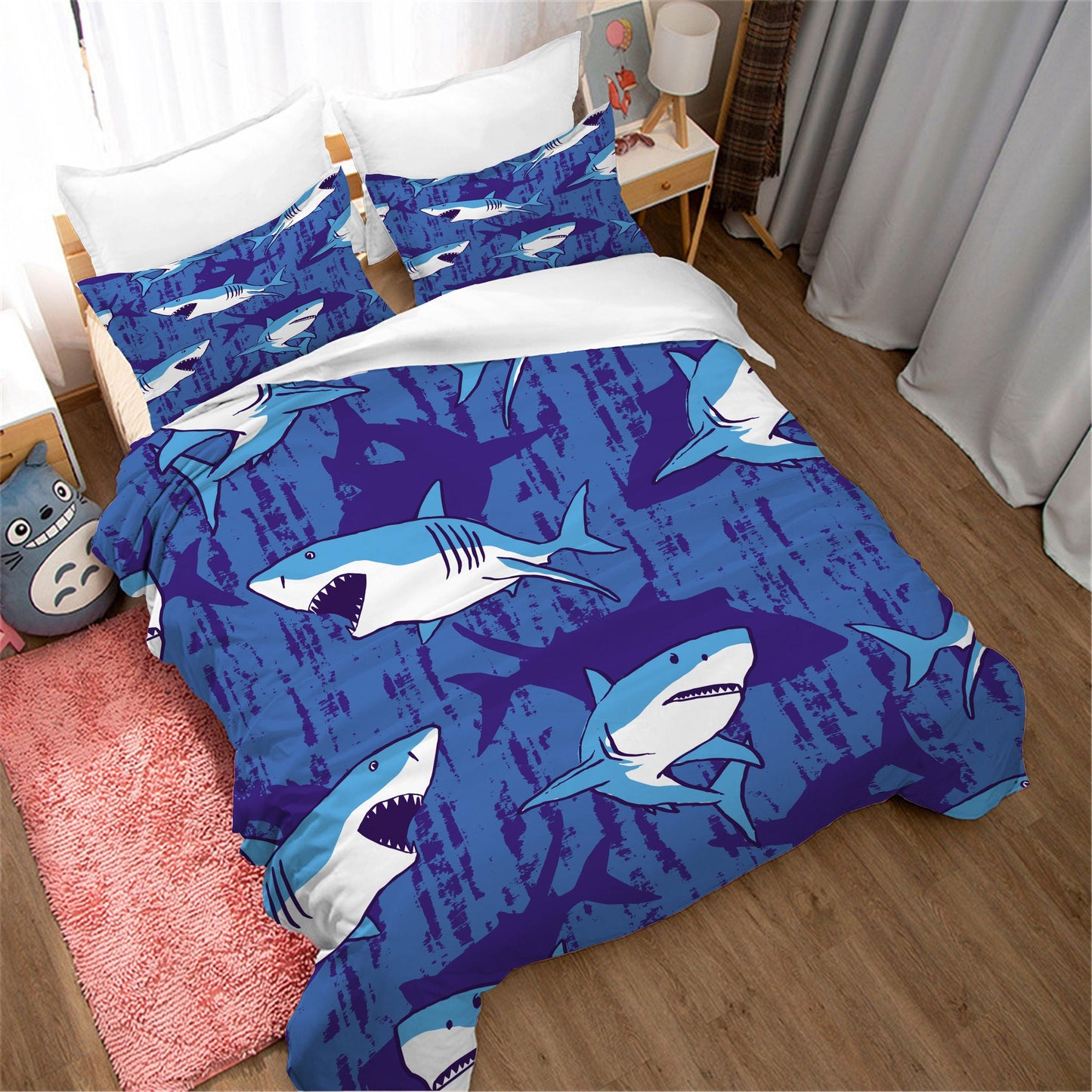 3D Blue Shark Animal Quilt Cover Set Bedding Set Duvet Cover Pillowcases 40