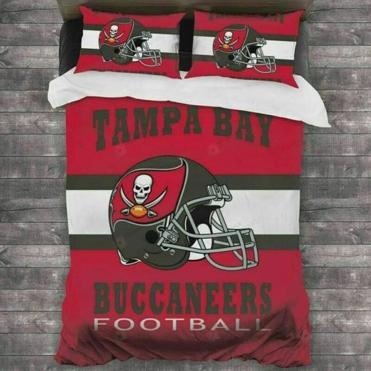 NFL Tampa Bay Buccaneers Helmet Red White Bedding Set