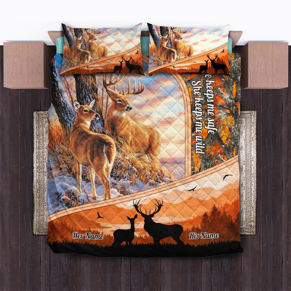 Bed Sets: Customizable Bedroom Sets With Personalized Deer Hunting Quilt Bedding Set 3pcs