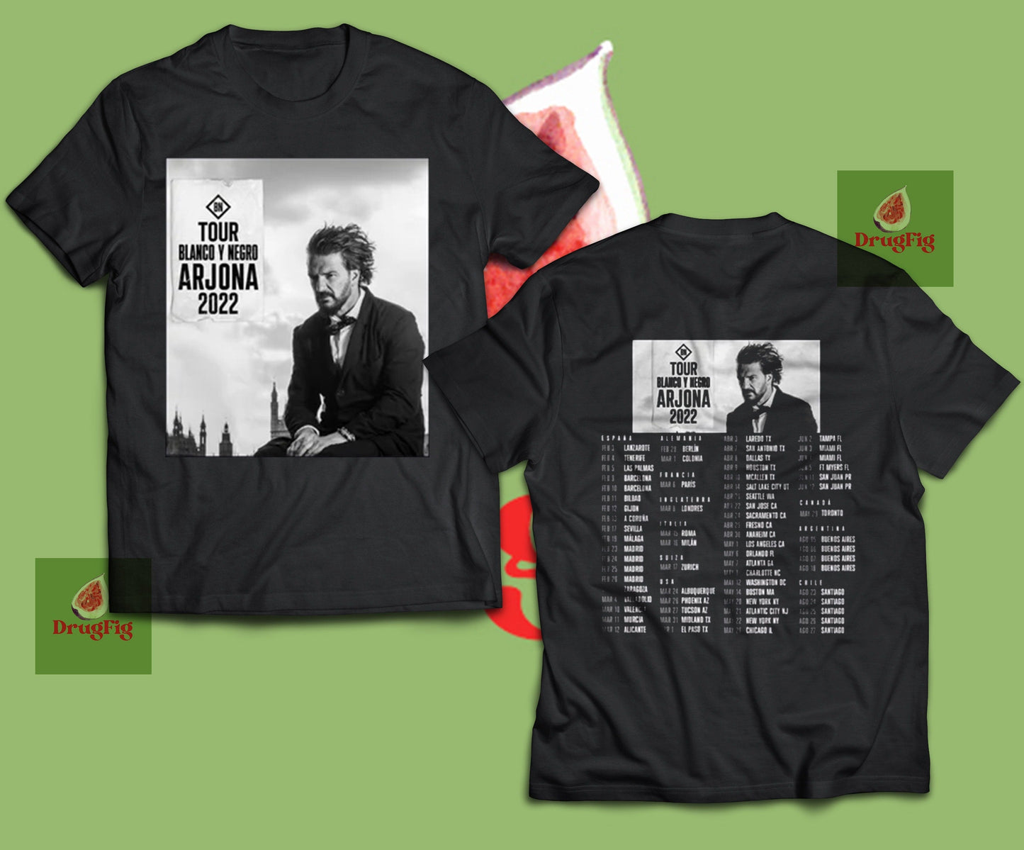 Ricardo Arjona Tour Tshirt, Ricardo Arjona 2022 Tour Blanco y Negro T-shirt