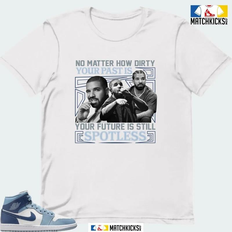 A J 1 MID DIFFUSED BLUE SNEAKER MATCHING T-SHIRT (NO MATTER HOW DIRTY)