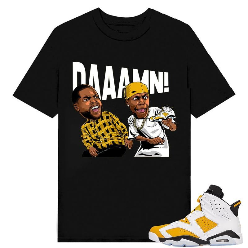 A J 6 Yellow Ochre Unisex T-Shirt, Sweatshirt, DAAAMN, Shirt To Match Sneaker