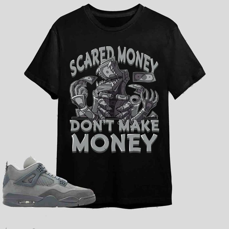AJ 4 Pari Unisex T-Shirt, Scared Money, Shirt To Match Sneaker, 4s Paris Cement Grey Shirt