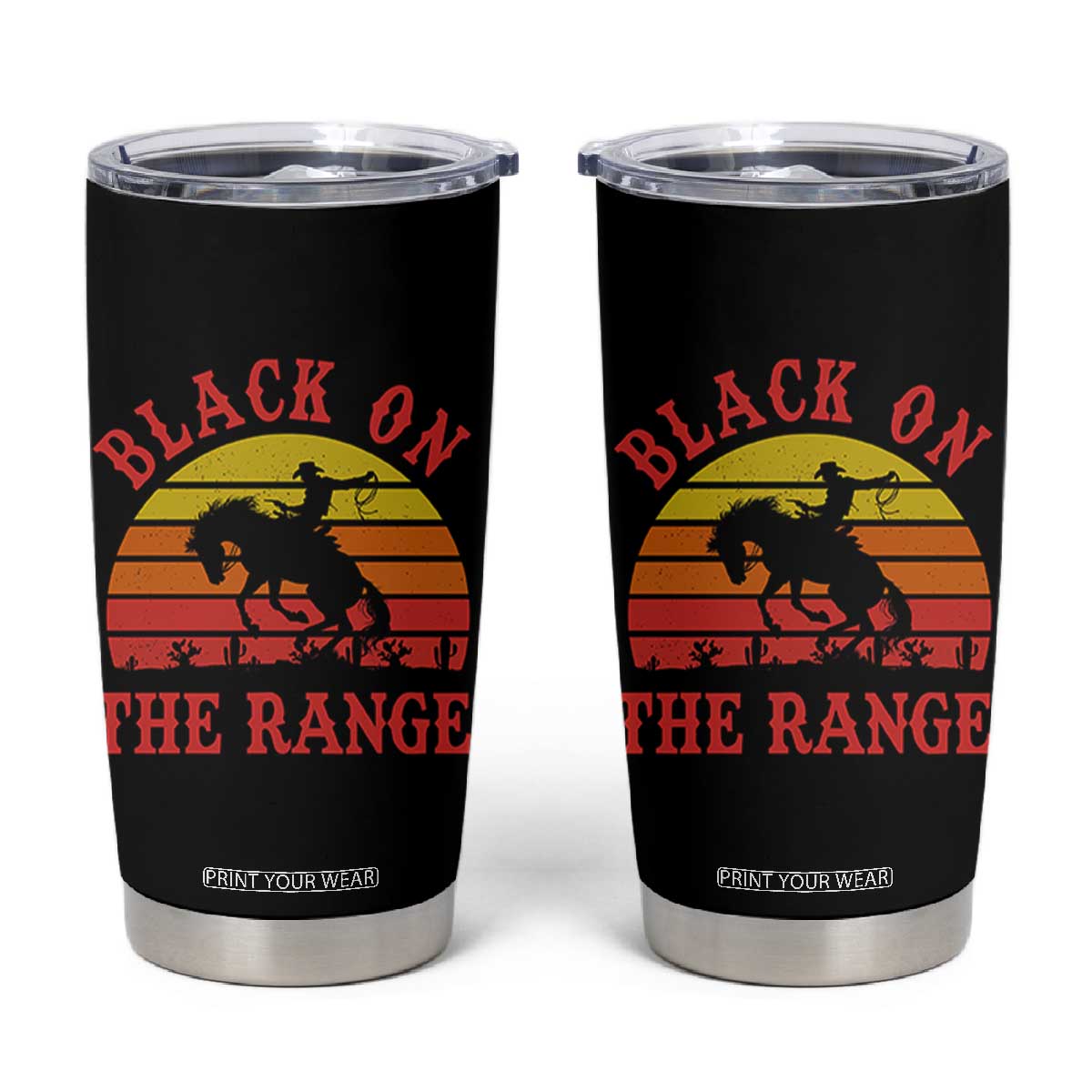 African American Black Cowboy Tumbler Cup Black On The Range Rodeo TS11