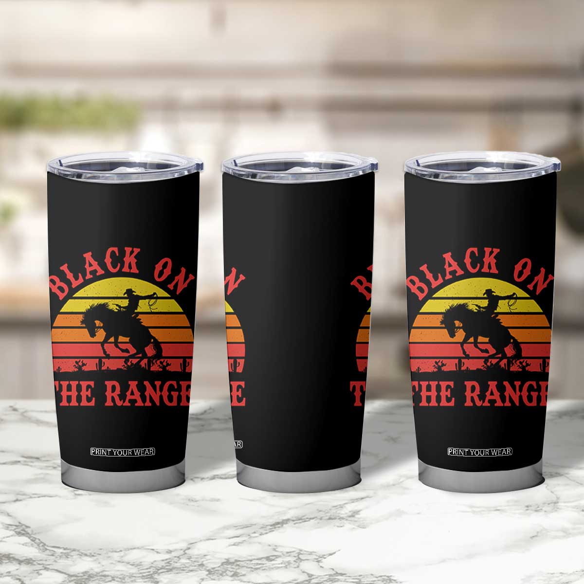 African American Black Cowboy Tumbler Cup Black On The Range Rodeo TS11