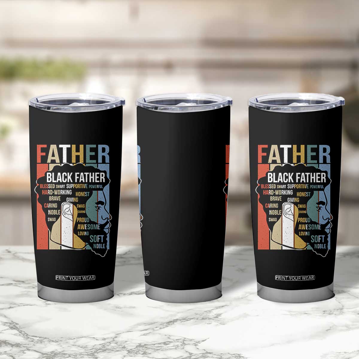 African American Black Father Tumbler Cup Fathers Day Juneteenth TS11