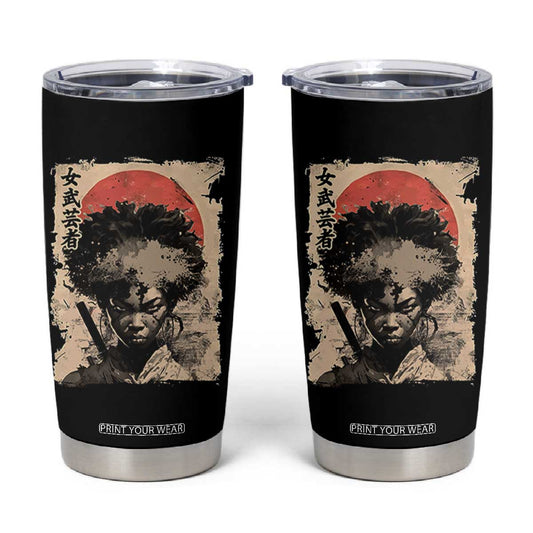 African American Female Samurai Warrior Tumbler Cup Japanese Art Black Onna Bugeisha TS11