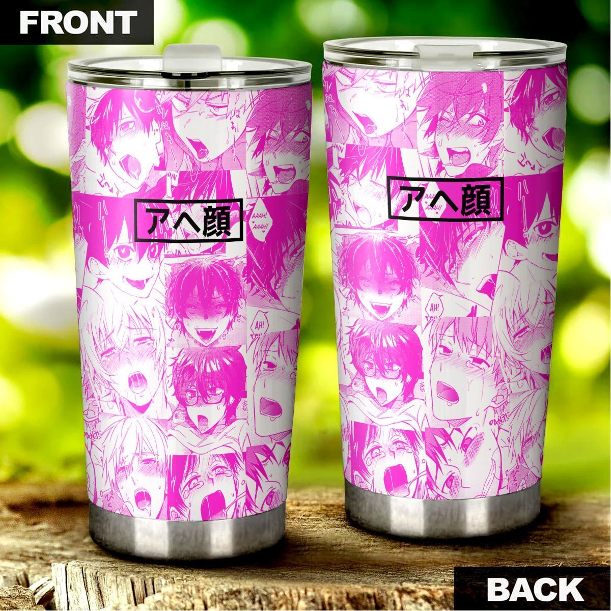 Ahegao Yaoi Tumbler Cup Custom Pink Car Interior Accessories