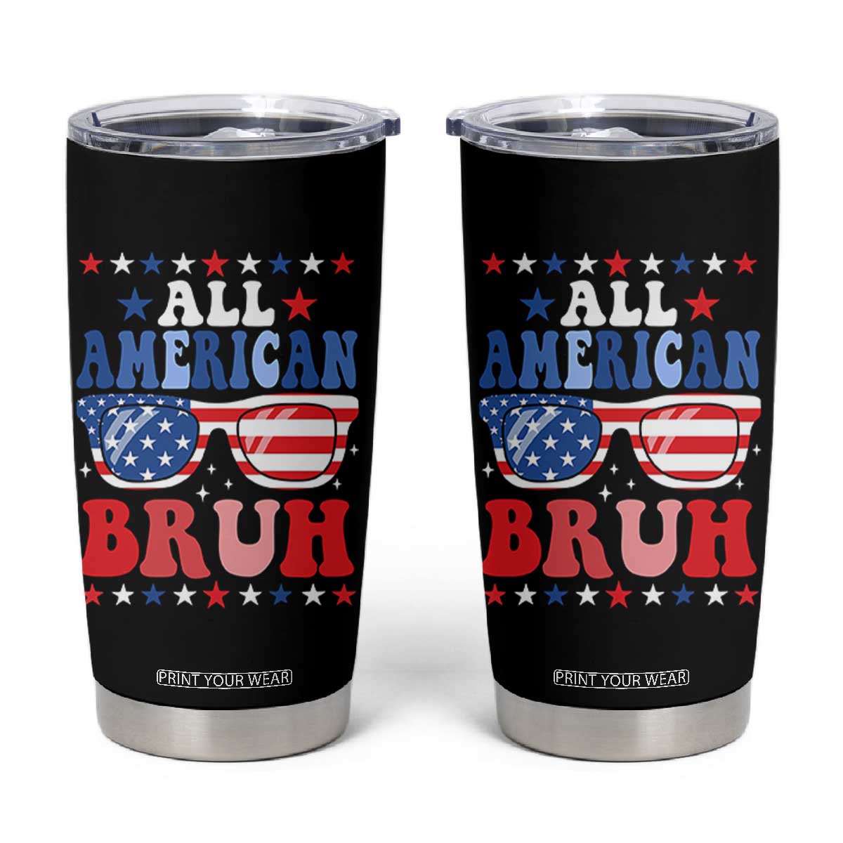 All American Bruh Patriotic 4th Of July Tumbler Cup USA Flag Sunglasses Teens Kids TS10