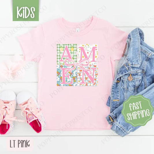 Amen 2 Kids Shirt - Easter Children's Tshirt - Cute Youth Tee Gildan