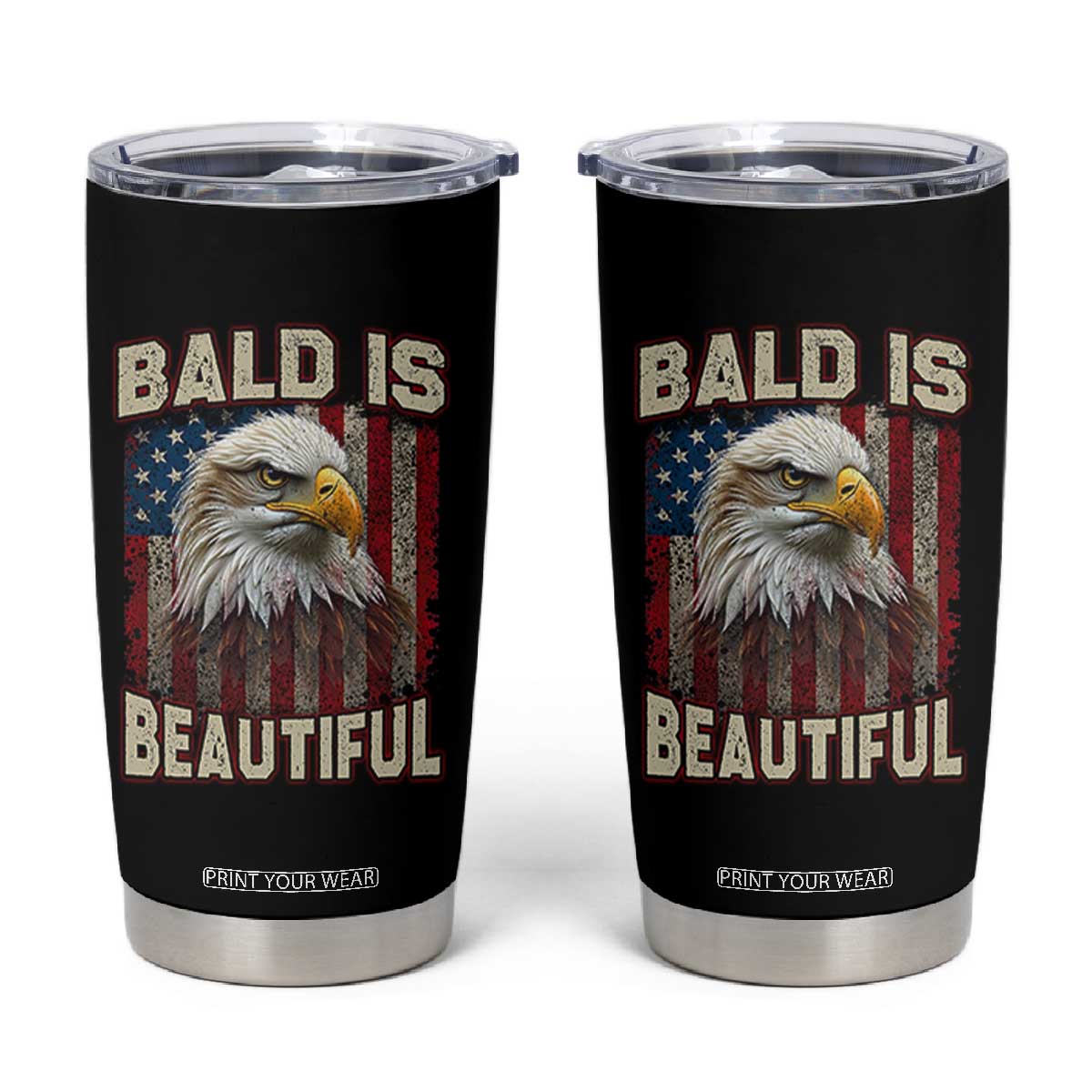 American Flag Bald Eagle Tumbler Cup Bald Is Beautiful Retro 4th of July Independence Day TS10