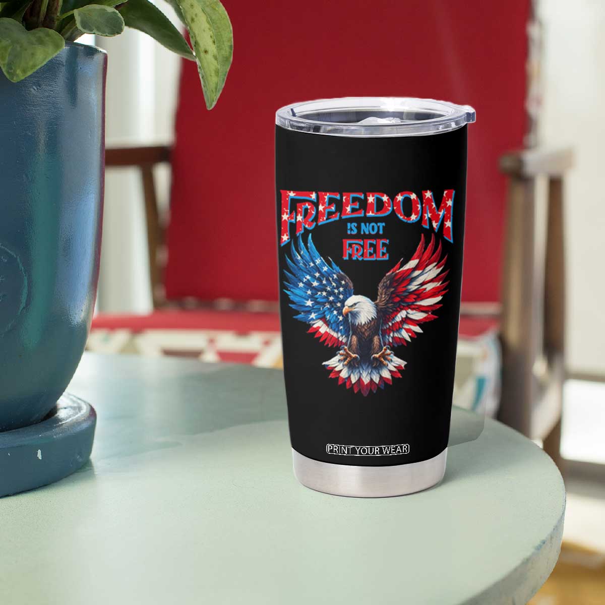 American Flag Bald Eagle Tumbler Cup Patriotic Eagle 4th of July Freedom Is Not Free TS10