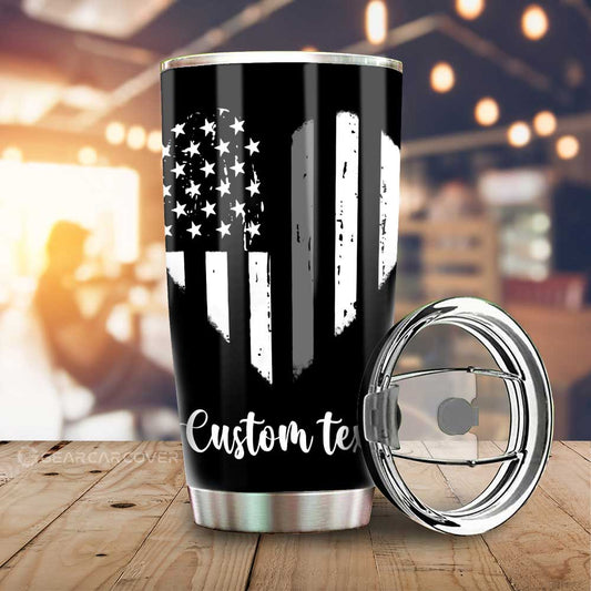 American Flag Heart Tumbler Cup Custom Personalized Name Car Interior Accessories