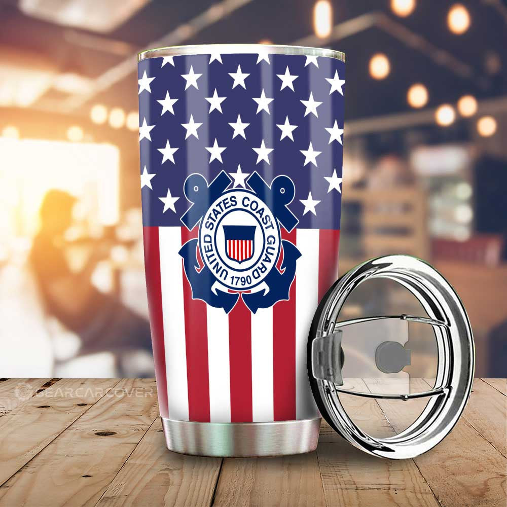 American Flag Military Coast Guard Tumbler Cup Custom Car Interior Accessories