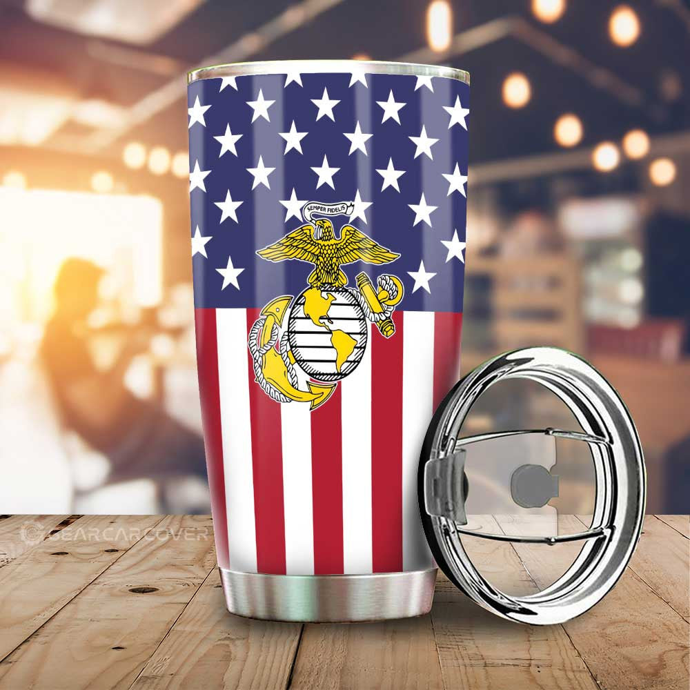 American Flag Military Marine Corps Tumbler Cup Custom Car Interior Accessories