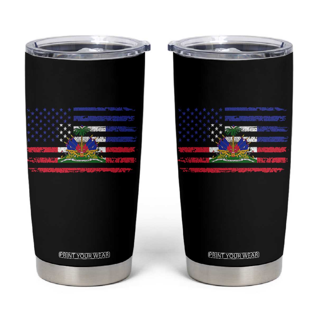 American Haitian Haiti USA Flag Tumbler Cup TS11