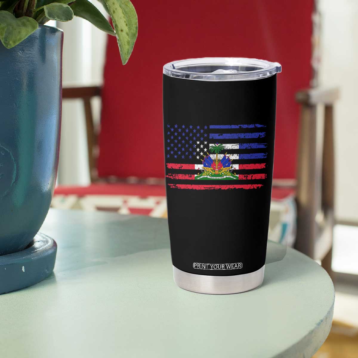 American Haitian Haiti USA Flag Tumbler Cup TS11