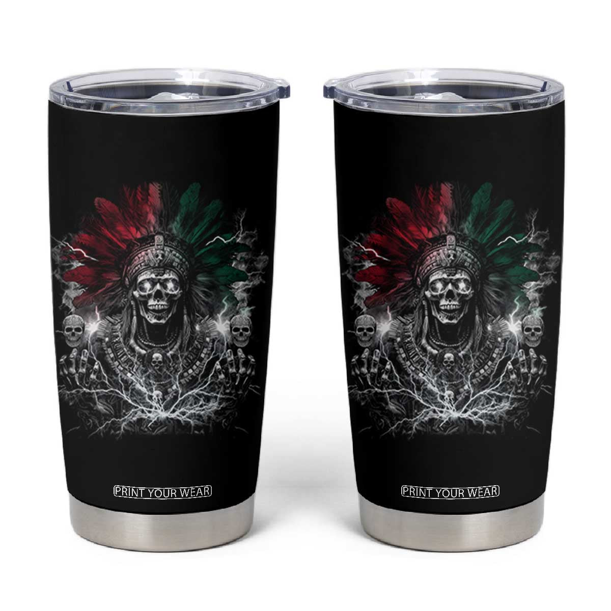 Ancient Aztec King Tumbler Cup Calabera Azteca Mexican Skull Skeleton TS10