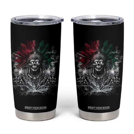 Ancient Aztec King Tumbler Cup Calabera Azteca Mexican Skull Skeleton TS10