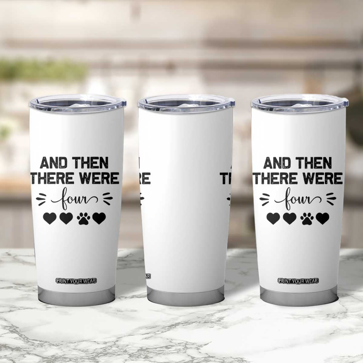 And Then There Were Four Tumbler Cup Pregnancy Baby Announcement With Dog TS10