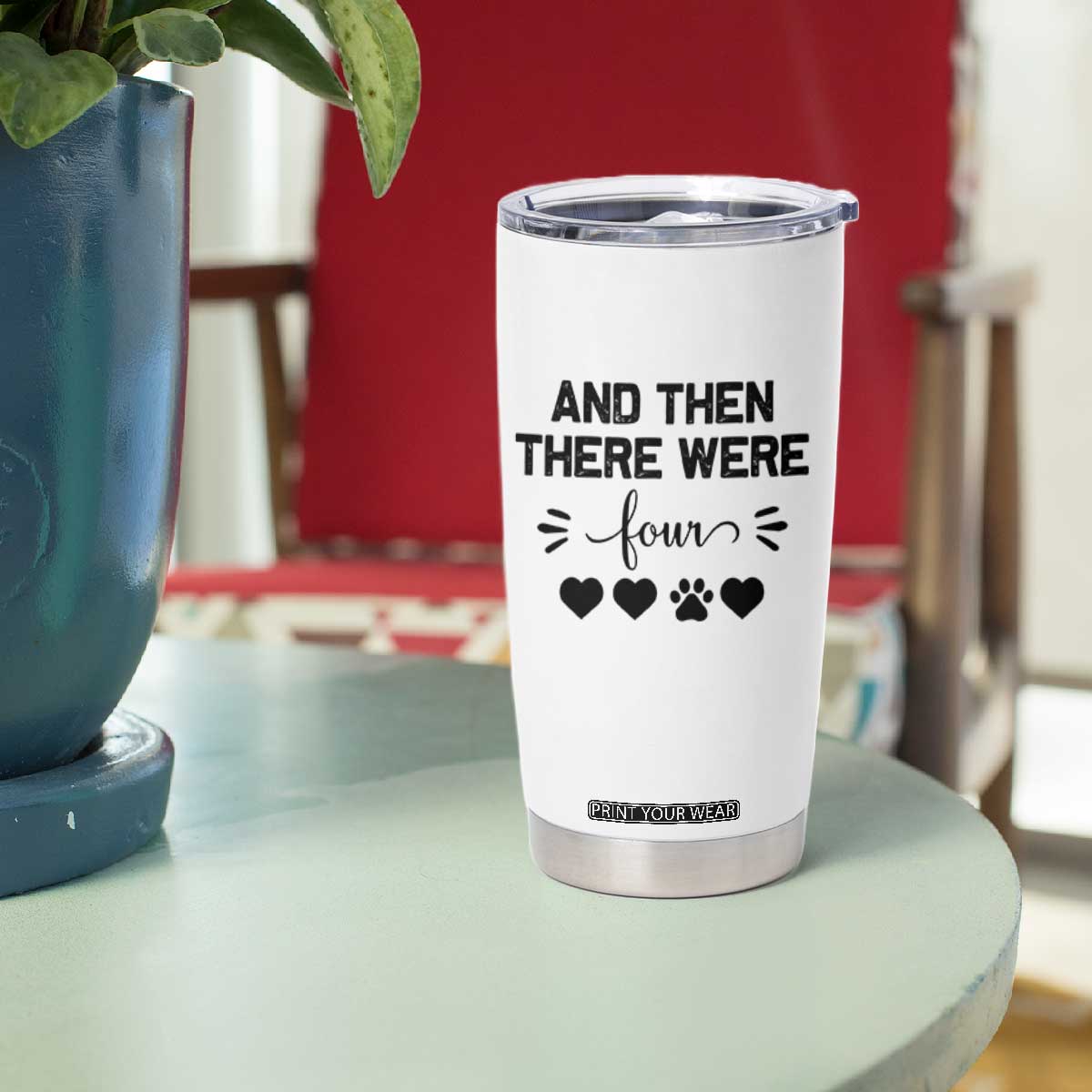 And Then There Were Four Tumbler Cup Pregnancy Baby Announcement With Dog TS10