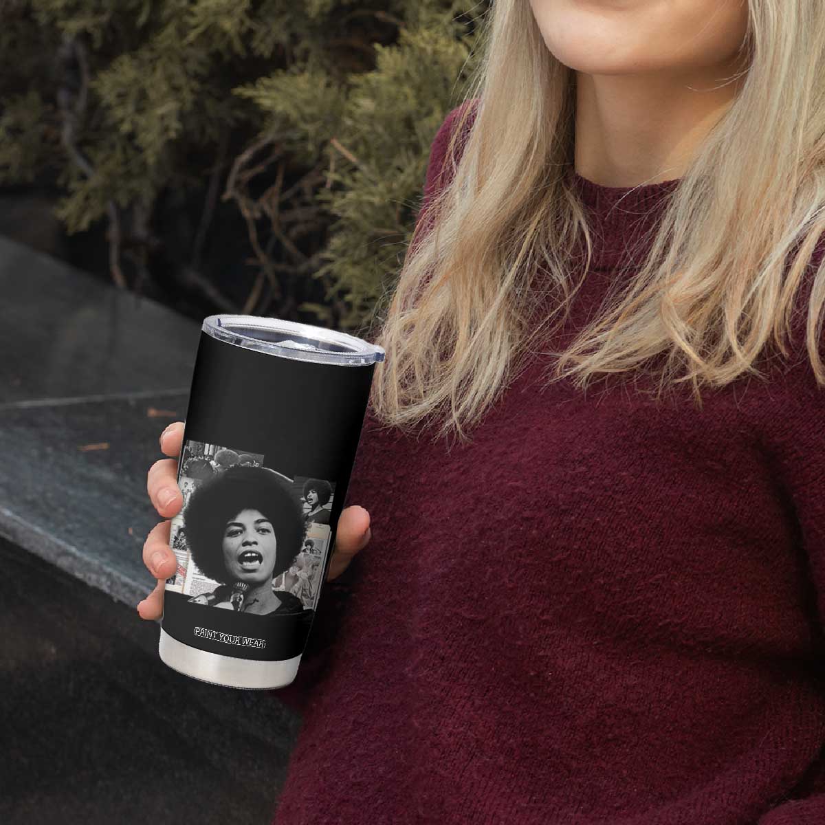 Angela Davis Tumbler Cup Raise Your Voice Revolutionary Power Liberation TS02