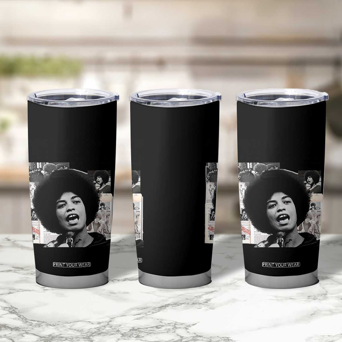 Angela Davis Tumbler Cup Raise Your Voice Revolutionary Power Liberation TS02