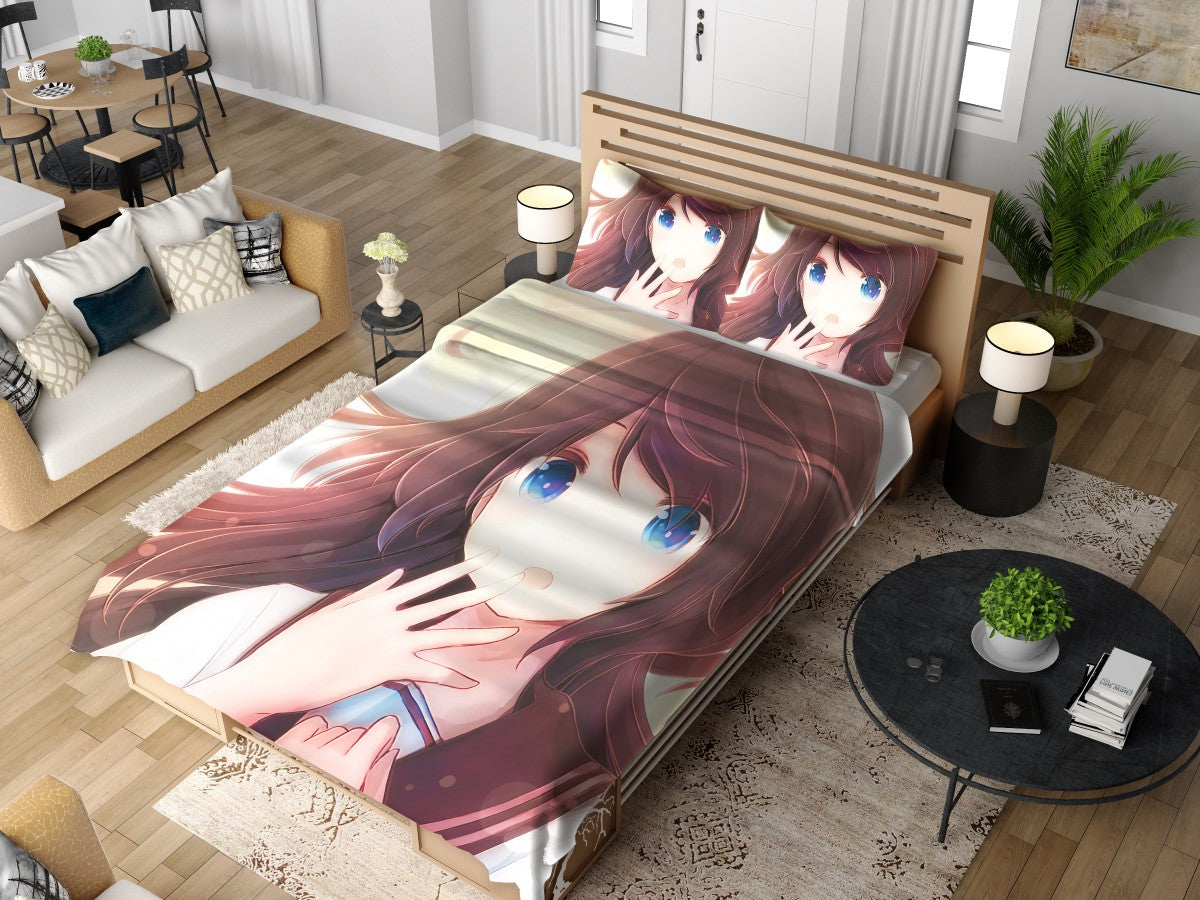 Anime Girl Blue Eyes Bedding Set