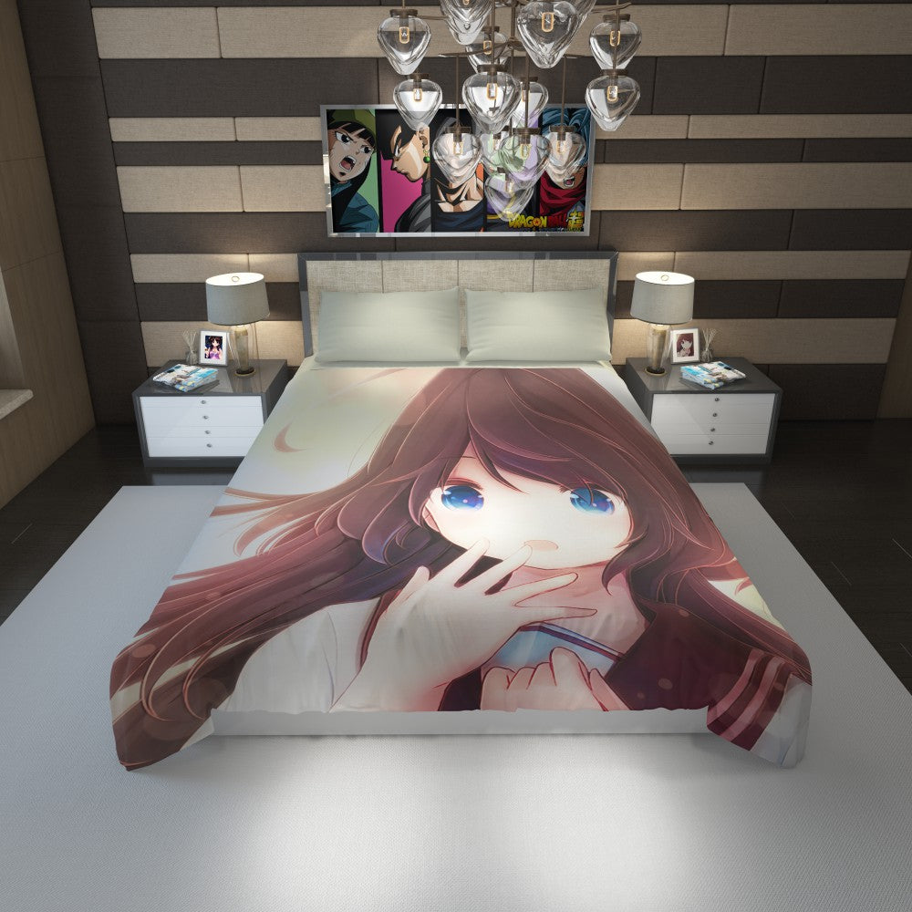 Anime Girl Blue Eyes Duvet Cover