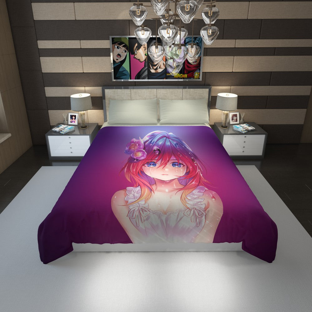 Anime Girl Feeling Desire Duvet Cover