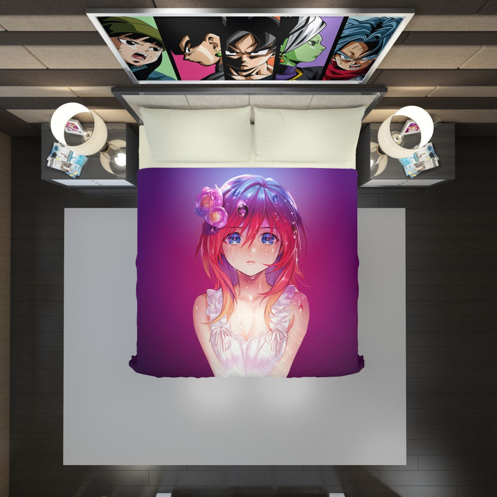 Anime Girl Feeling Desire Duvet Cover