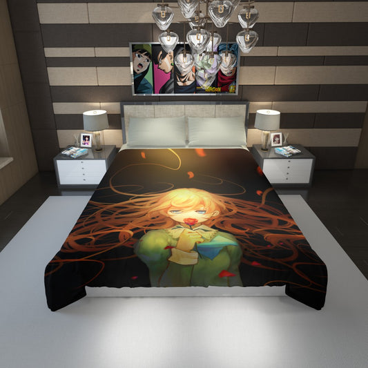 Anime Girl Rose Duvet Cover
