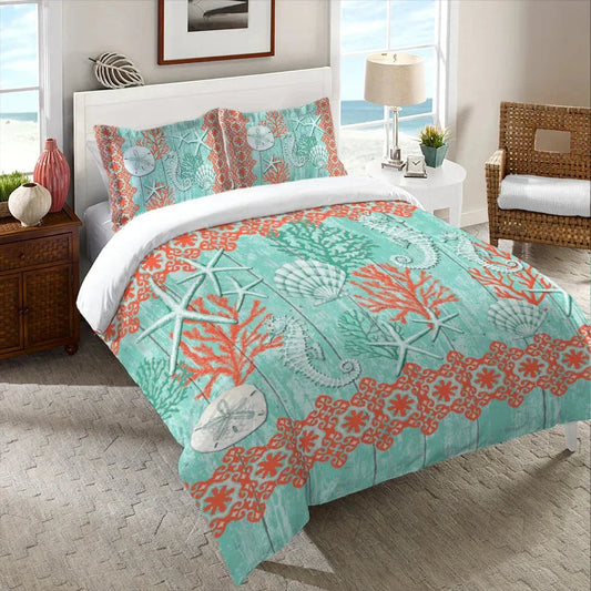 Aquamarine Duvet Cover Bedding Set | Personalized 3-pc Duvet Cover With Pillowcases