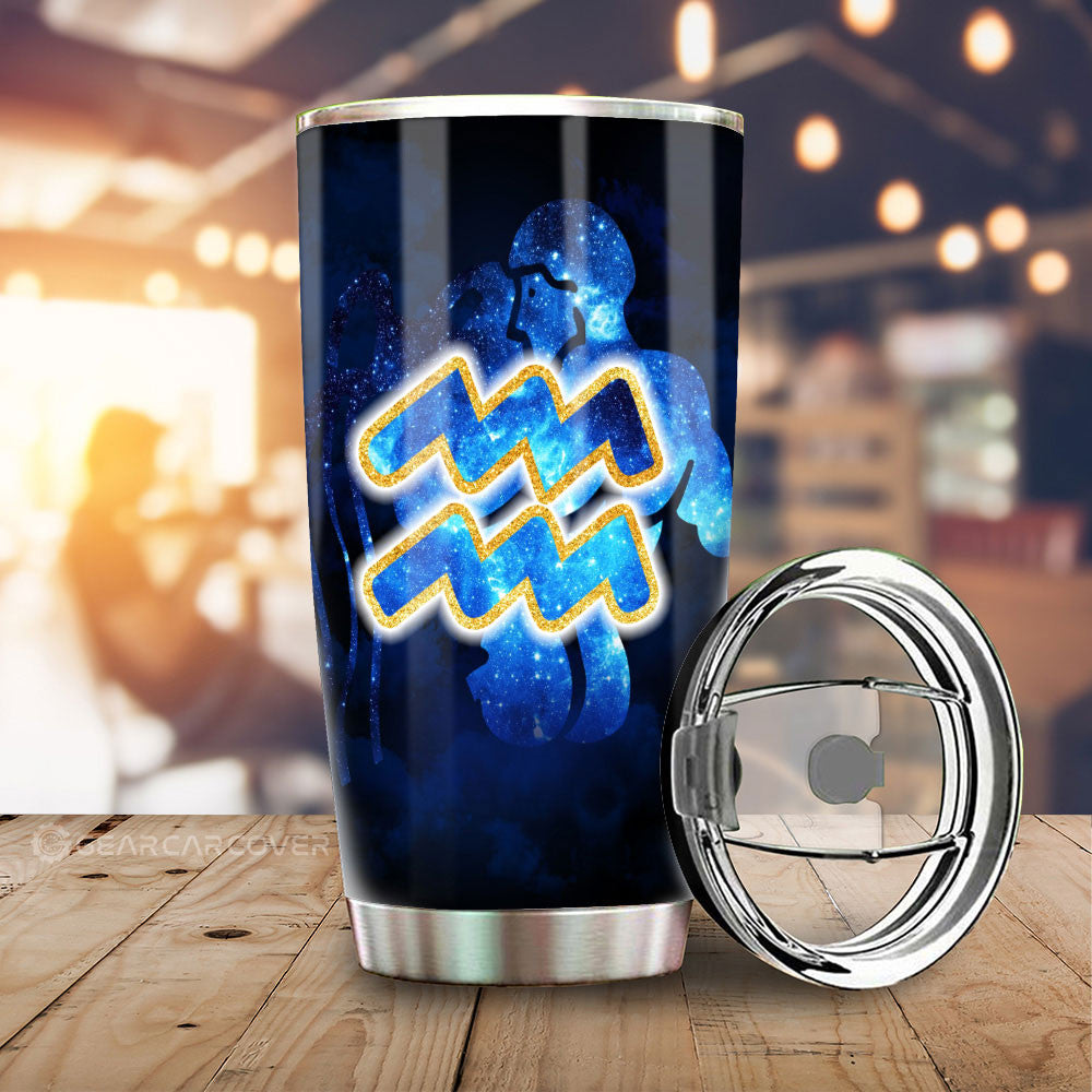 Aquarius Tumbler Cup Custom Name Zodiac Car Interior Accessories