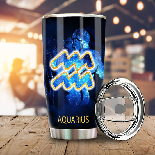 Aquarius Tumbler Cup Custom Zodiac Car Interior Accessories