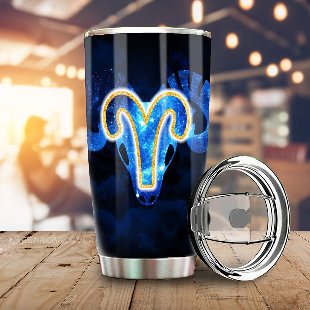 Aries Tumbler Cup Custom Name Zodiac Car Interior Accessories