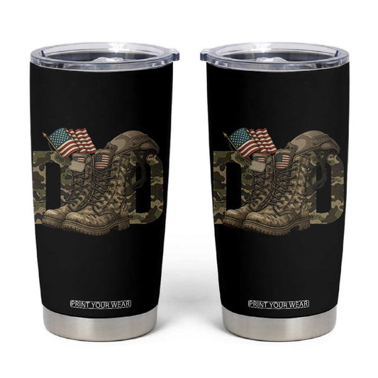 Army Military Dad Combat Boots American Flag Tumbler Cup TS11