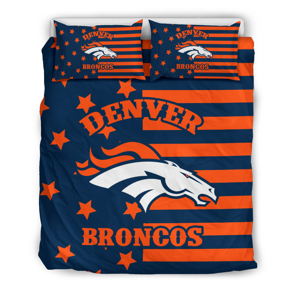 NFL Denver Broncos Orange Navy Blue Bedding Set