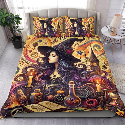 Personalized  Halloween Spell Witch Duvet Cover Bedding Set 3-pc Witchcraft Duvet Covers