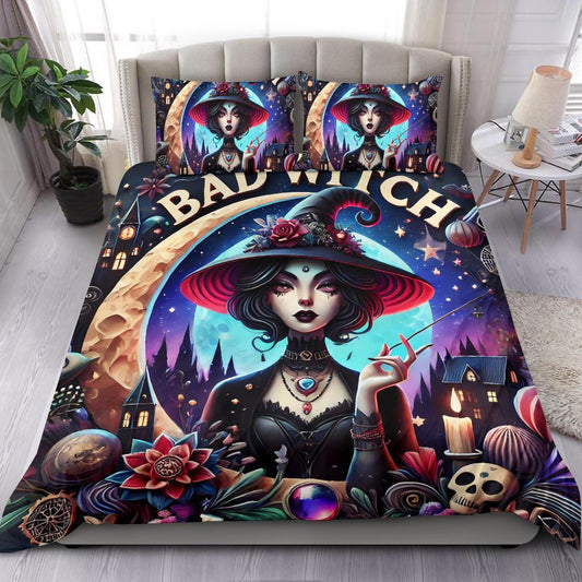 Personalized  Bad Witch Gothic Duvet Cover Bedding Set 3-pc for Halloween Decor