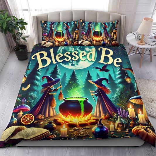 Personalized  Magic Cauldron Brewing Witch Duvet Cover Bedding Set 3-pc for Halloween