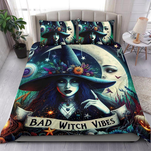 Personalized  Bad Witch Vibes Gothic Duvet Cover Bedding Set 3-pc for Halloween Decor