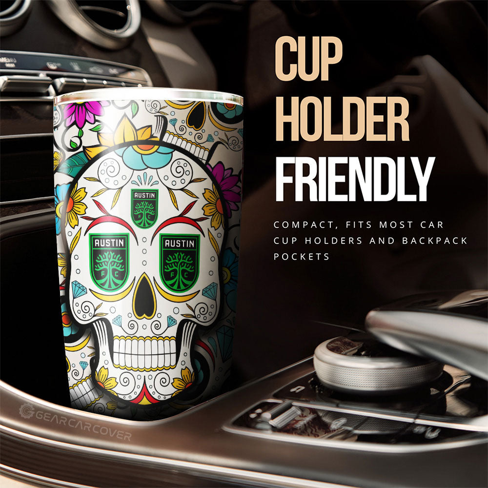 Austin FC Tumbler Cup Custom Sugar Skull Car Accessories